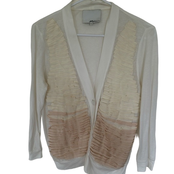 3.1 Phillip Lim Cream Grosgrain Trim Cardigan Size S – Unique - Picture 4 of 9